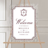 Victorian Burgundy Catholic Wedding Welcome Acryl Bord