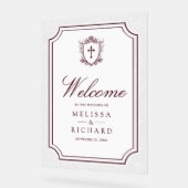 Victorian Burgundy Catholic Wedding Welcome Acryl Bord (Hoek)