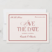Victorian Burgundy Wedding Save the Date Photo Kaart (Voorkant)