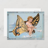 Victorian Butterfly Baby Angel  Briefkaart (Voorkant / Achterkant)