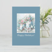 Victorian Candle & Bloom Christmas Card Feestdagenkaart (Staand voorkant)