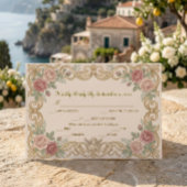 Victorian Cherub Ornate Floral Scroll RSVP Kaartje