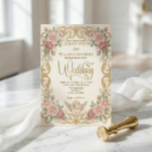Victorian Cherub & Rococo Floral Frame Wedding Kaart