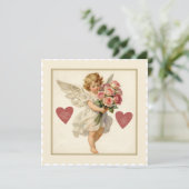 Victorian Cherub with Roses – Valentine’s Day Feestdagenkaart (Staand voorkant)