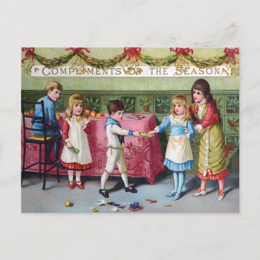 Victorian Children's Christmas Greeting Briefkaart (Voorkant)