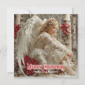 Victorian Christmas angel editable holiday card Feestdagenkaart (Voorkant)
