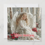 Victorian Christmas angel red white gold elegant  Feestdagenkaart (Voorkant)