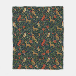 Victorian Christmas Animal & Botanical Fleece Deken