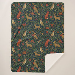Victorian Christmas Animal & Botanical Sherpa Deken