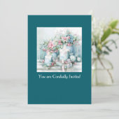 Victorian Christmas Celebration Invitation Kaart (Staand voorkant)