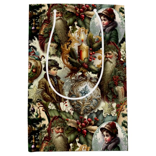 Victorian Christmas Elegance  Medium Cadeauzakje (Voorkant)