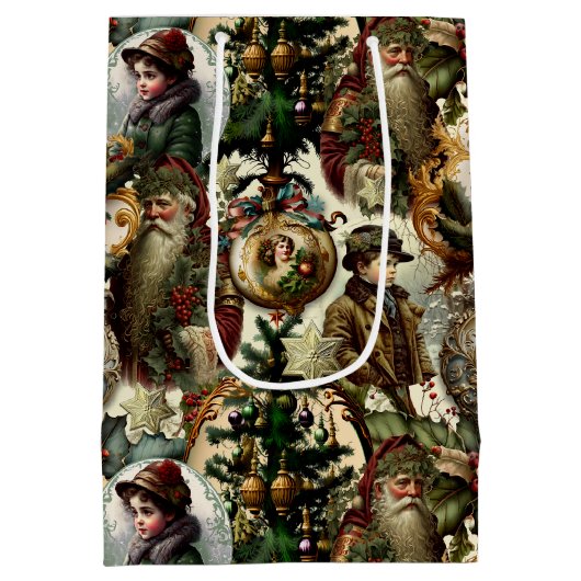 Victorian Christmas Elegance  Medium Cadeauzakje (Achterkant)