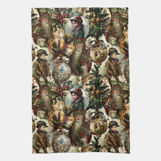 Victorian Christmas Elegance Theedoek (Verticaal)