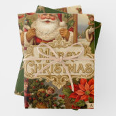 Victorian Christmas Ephemera Collage Inpakpapier Vel (In situ)