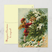 Victorian Christmas Faerie and Santa Feestdagenkaart (Voorkant / Achterkant)