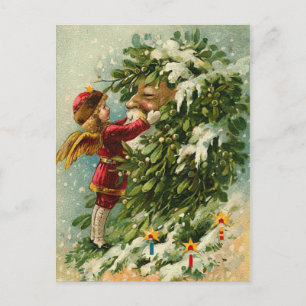 Victorian Christmas Faerie and Santa Feestdagenkaart