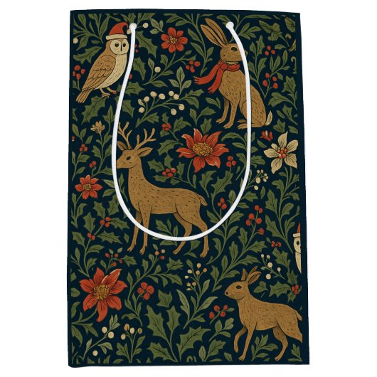 Victorian Christmas Floral  Medium Cadeauzakje (Voorkant)