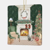 Victorian Christmas Living Room Scene Keramisch Ornament (Links)