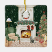 Victorian Christmas Living Room Scene Keramisch Ornament (Voorkant)