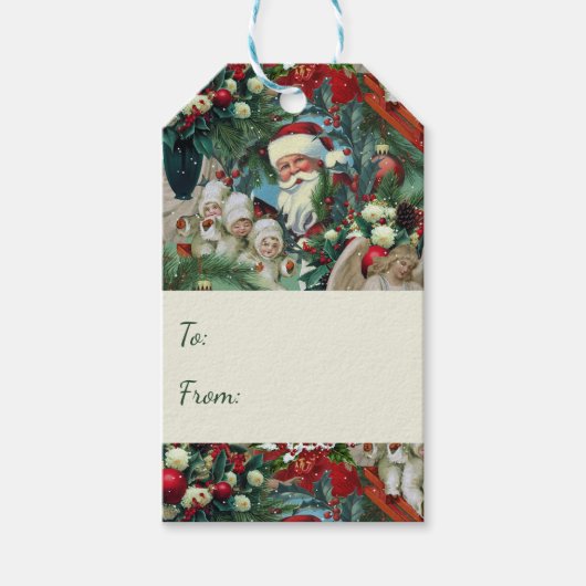 Victorian Christmas Portrait Cadeaulabel (Voorkant)