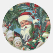 Victorian Christmas Portrait Ronde Sticker (Voorkant)