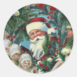 Victorian Christmas Portrait Ronde Sticker