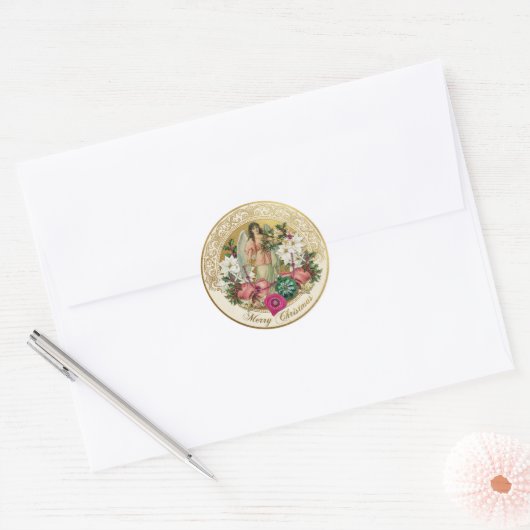 Victorian Christmas Sparkle Ronde Sticker (Envelop)