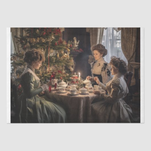 Victorian Christmas Tea Party Tissuepapier (Voorkant)