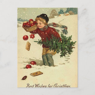 Victorian Christmas Vintage Retro Art Feestdagenkaart