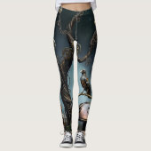 Victorian Clockwork Gummy Bear Mechanical Raven Leggings (Voorkant)