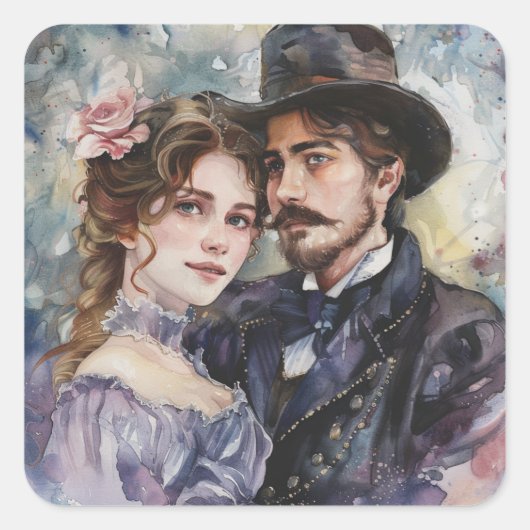 Victorian Couple Vierkante Sticker (Voorkant)