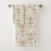 Victorian Cream Towels Elegant Damask Bathroom Bad Handdoek (Insitu)