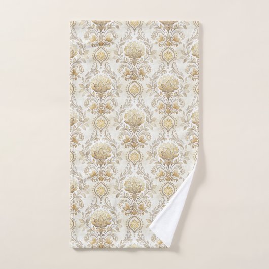 Victorian Cream Towels Elegant Damask Bathroom Bad Handdoek (Handdoek)