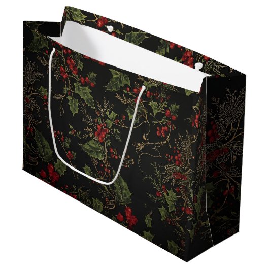 Victorian Crimson Xmas Gift Bag Groot Cadeauzakje (Voorkant Gekanteld)