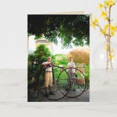 Victorian cycling poem inside card kaart (Gele Bloem)