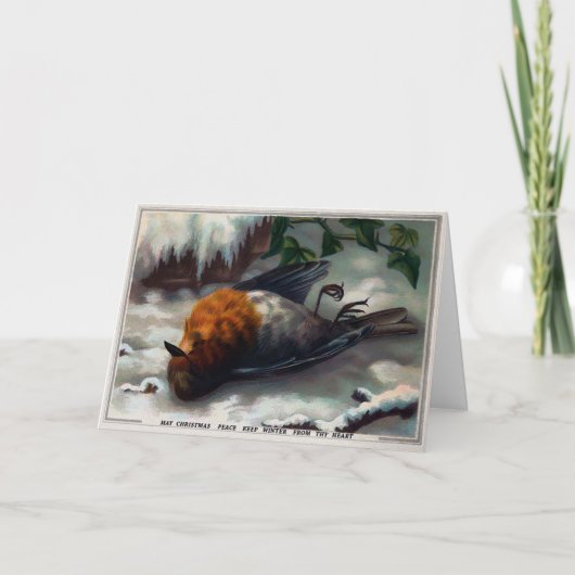 Victorian Dode Vogel Kerstkaart Feestdagen Kaart (Voorkant)