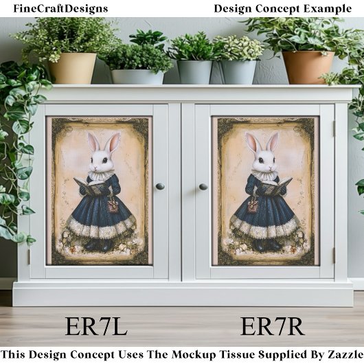 Victorian Dressed Rabbit With Book ER7L Decoupage Tissuepapier