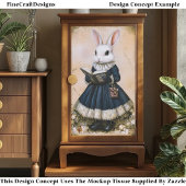 Victorian Dressed Rabbit With Book ER7L Decoupage Tissuepapier