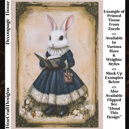 Victorian Dressed Rabbit With Book ER7L Decoupage Tissuepapier