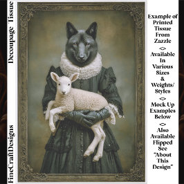 Victorian Dressed Wolf Holding Lamb ES7L Decoupage Tissuepapier
