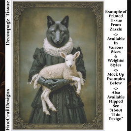 Victorian Dressed Wolf Holding Lamb ES7R Decoupage Tissuepapier