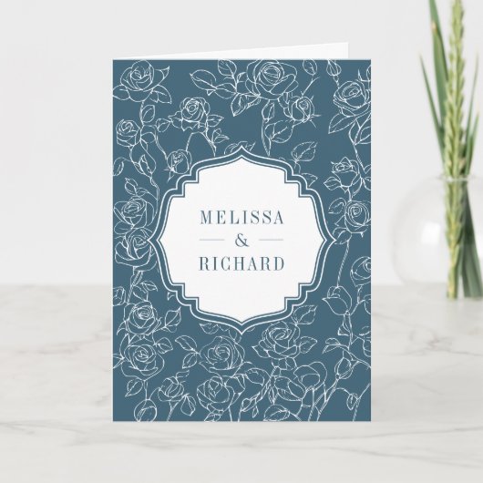 Victorian Dusty Blue Catholic QR Code Wedding (Voorkant)