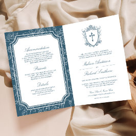 Victorian Dusty Blue Catholic QR Code Wedding