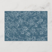 Victorian Dusty Blue Line Art Wedding Details Informatiekaartje (Achterkant)