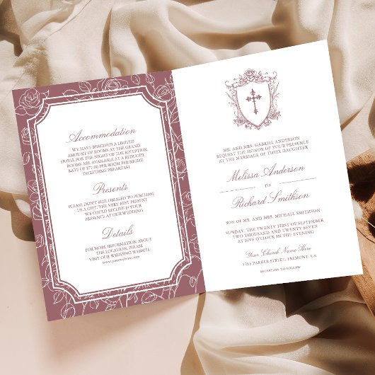 Victorian Dusty Rose Catholic QR Code Wedding