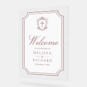 Victorian Dusty Rose Catholic Wedding Welcome Acryl Bord (Hoek)