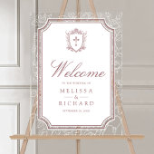 Victorian Dusty Rose Catholic Wedding Welcome Acryl Bord