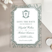 Victorian Emerald Catholic Wedding Save the Date Acryl Uitnodigingen