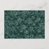 Victorian Emerald Green Line Art Wedding Details Informatiekaartje (Achterkant)