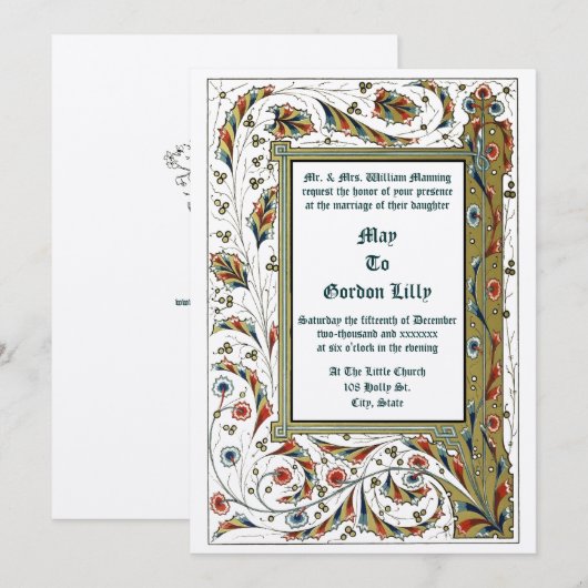 Victorian Era 1846 Medieval Style Wedding Kaart (Voorkant / Achterkant)